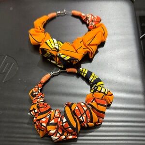 Sassy Jones Orange and Black Fabric earrings